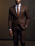 2 Piece Dark Brown Men Suits Set Formal Single Breasted Notch Lapel Male Suit Slim Daily Smart Causal Office Wedding Tuxedo