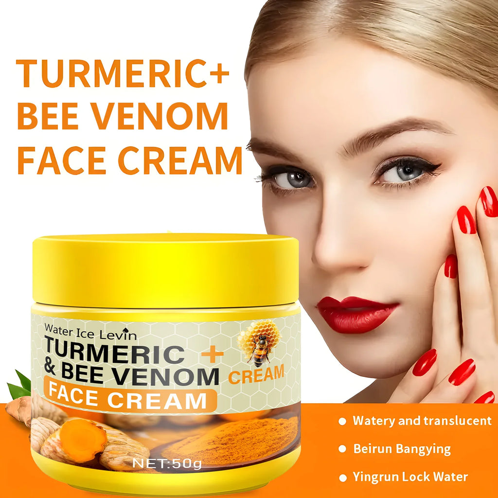 Turmeric & Bee Venom Cream Contains Collagen and Bee Venom Facial Care Moisturizing Cream Deeply Nourishes, Suitable for Dry, Rough and Skin