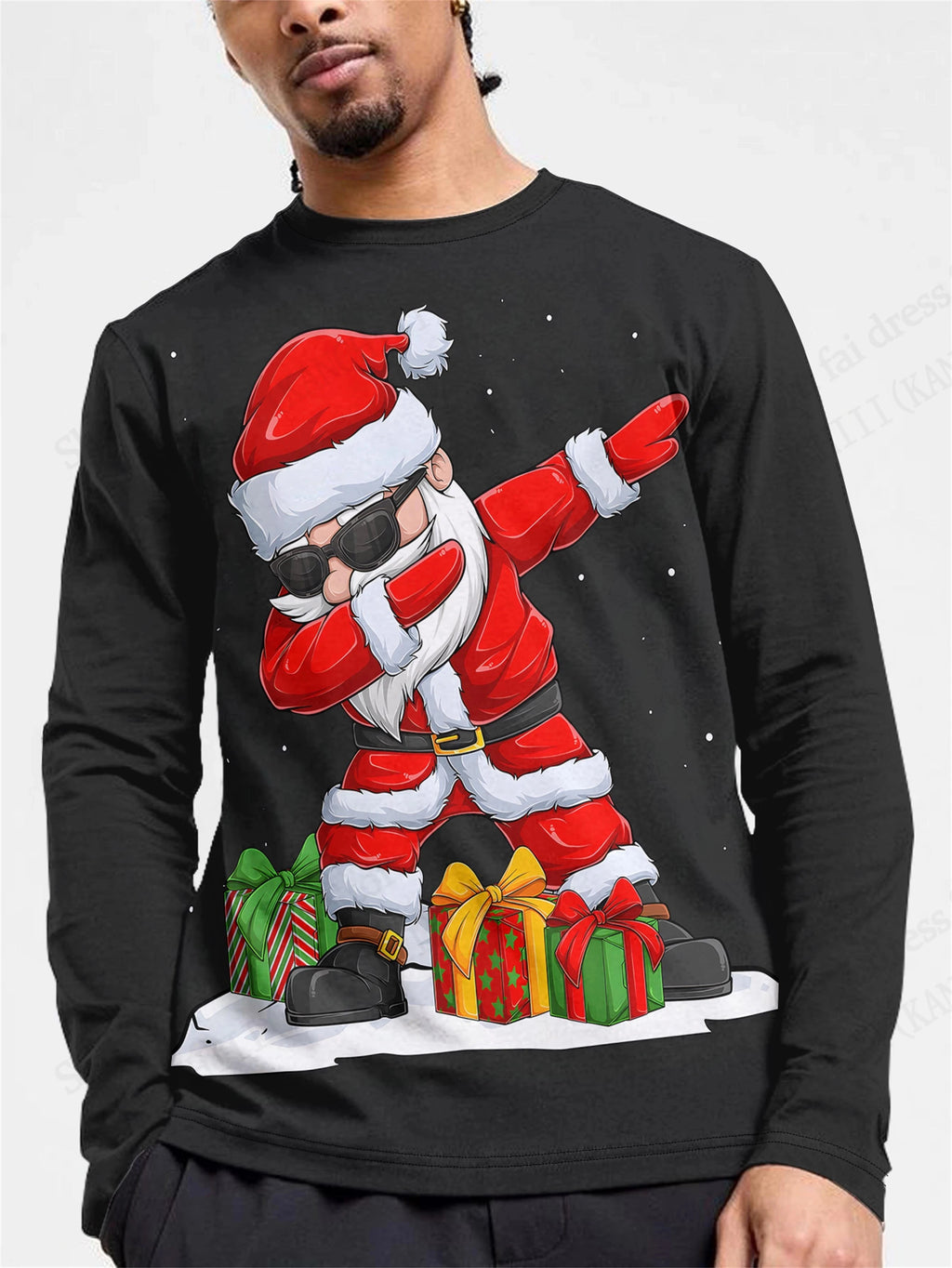 Merry Christmas Santa Claus 3d Print Graphic T-shirt Men Women Fashion Long Sleeve T-shirts Christmas Tree Tops Tees Gift New