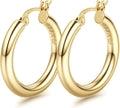 Drperfect 14K Gold Plated Chunky Hoop Earrings for Women Hypoallergenic Silver Needle Lightweight Large Hoops Earrings Jewelry