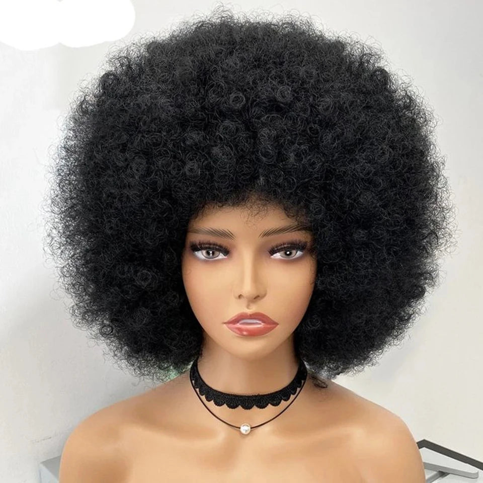 Brazilian Afro Kinky Curly Bob Wigs P4/30# 200% Density Remy Human Hair Wigs Brown Color P2/33# F1B/99J Wigs With Bang For BlacK