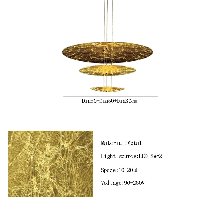 Machine Dela Luce Pendant Lamp Luxury Gold Ceiling Chandelier For Villa Living Room Restaurant LED Dining Room Disc Chandelier