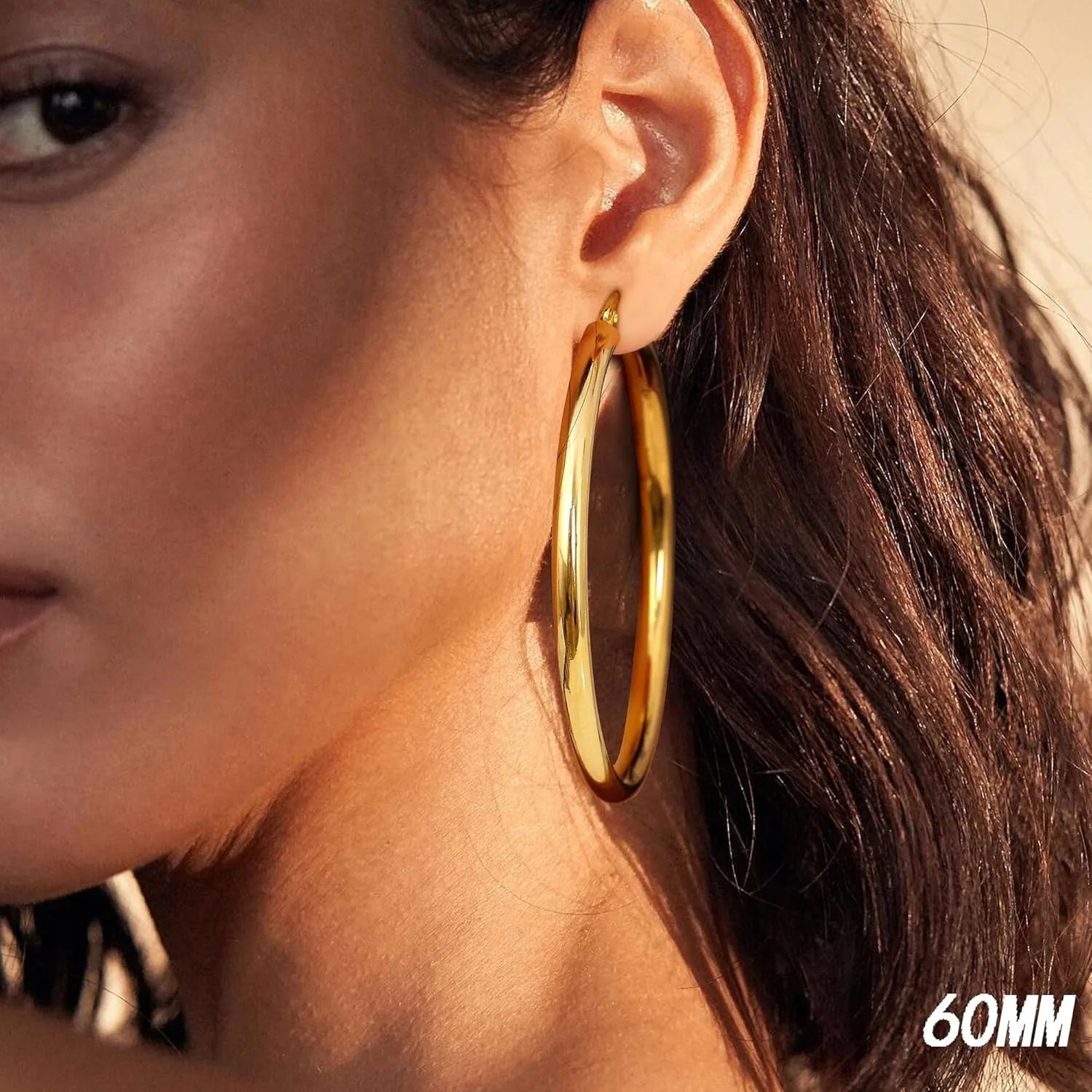 Drperfect 14K Gold Plated Chunky Hoop Earrings for Women Hypoallergenic Silver Needle Lightweight Large Hoops Earrings Jewelry