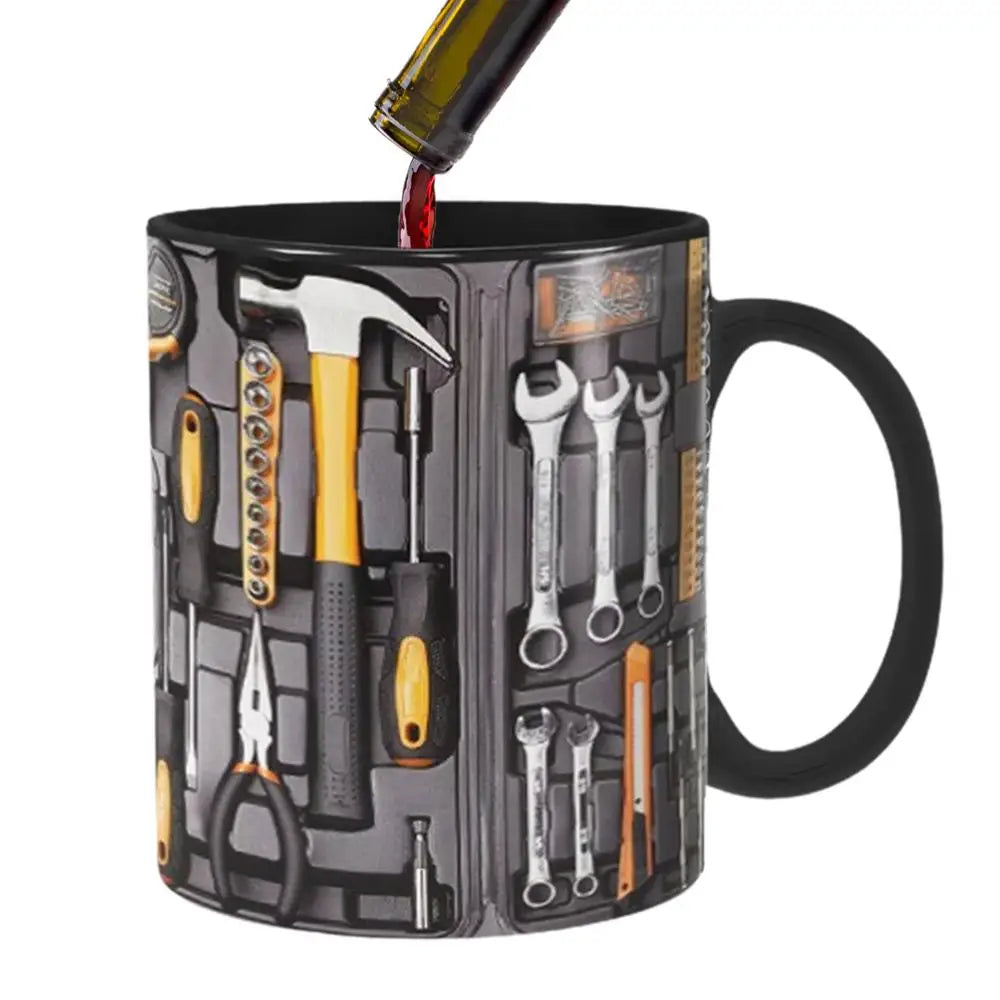 Mechanic Black Mug Black Ceramic Coffee Cup For Mechanics Large Toolbox Coffee Cup Tea Mug For Water Whiskey Soup Juice Wine