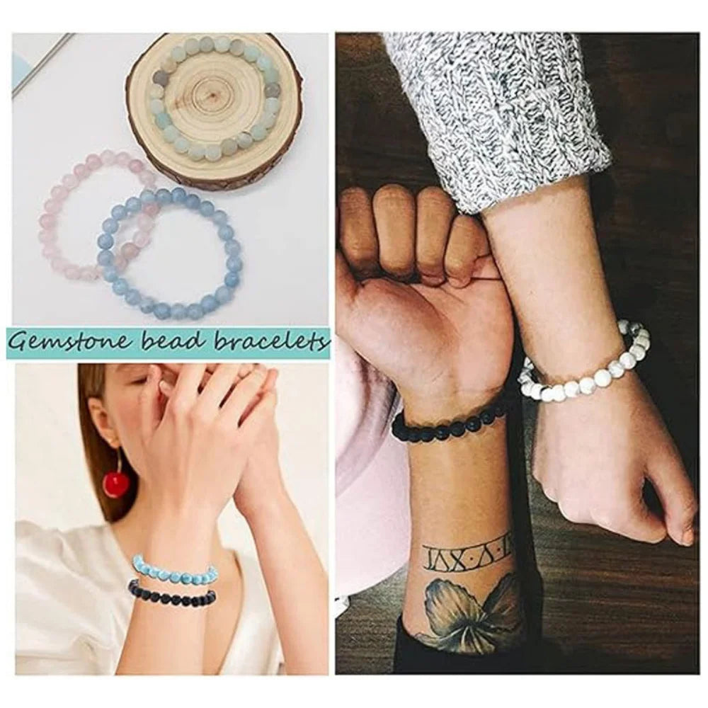 Natural Stone Round Beads Bracelet Rose Quartz Chakra Healing Crystal Elastic Stretch Bangle For Women Men Jewelry Gift