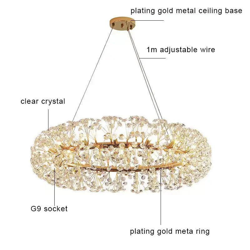 Modern Crystal Led Ceiling Pendant Lamps Home Decoration Hanging Light Fixture Dining Room Bedroom Living Room Chandelier Lustre