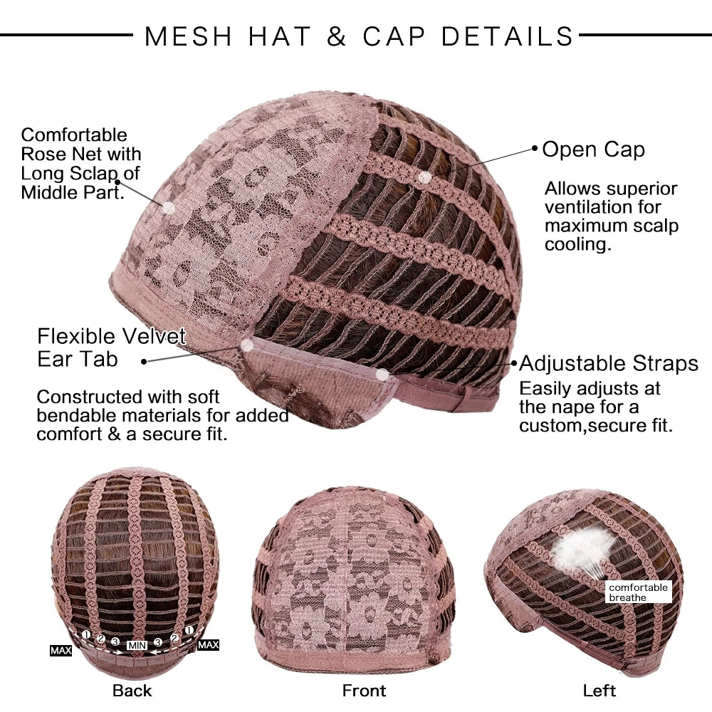 Rose Blonde Ombre Brown Long Natural Wave Synthetic Wigs with Bangs for Women Heat Resistant Daily Cosplay Party Hairs Wig Use