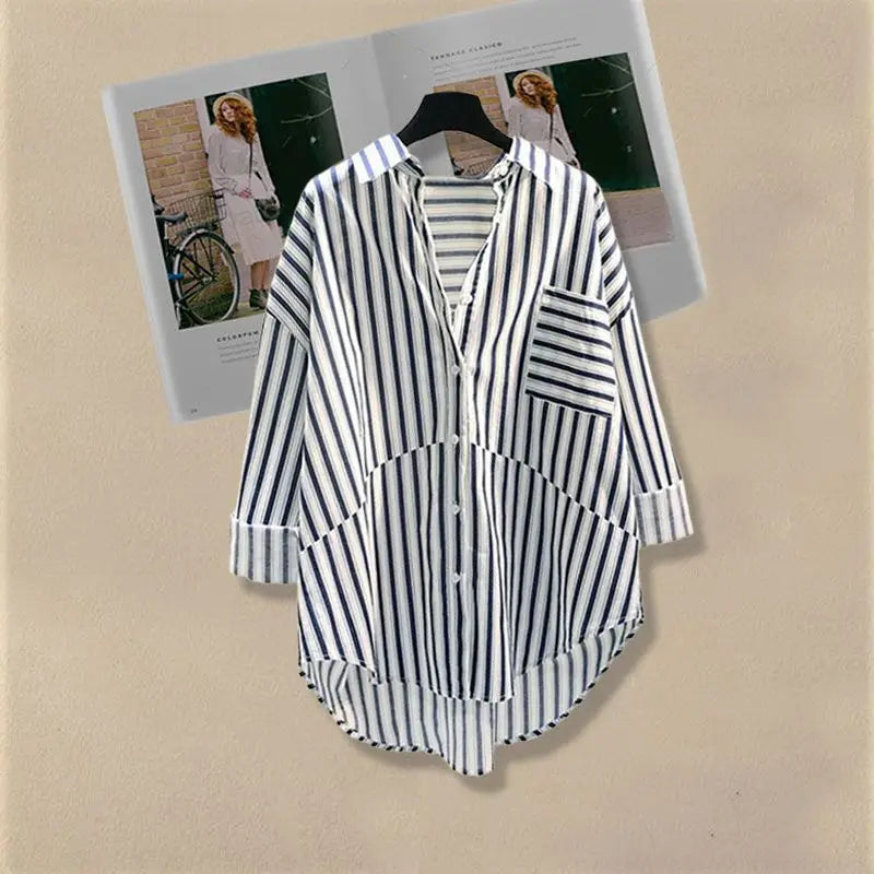 Women Spring/Summer New Matching Set 2026 Korean Elegant Striped Shirt Top+Jeans Two Piece Female Loose Blouse Denim Pants Suit