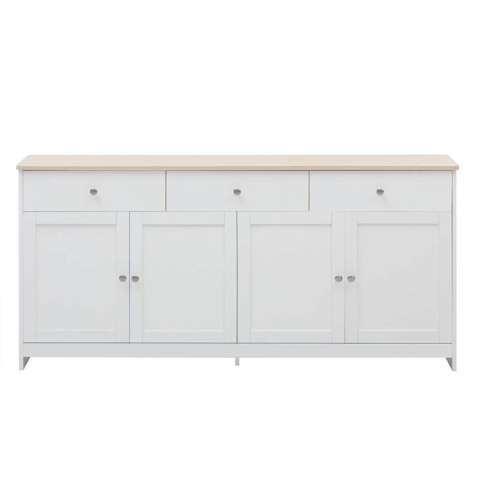 Comanlai Sideboard with Wood Paint Countertop,Kitchen Cabinet with Worktop,4 Doors,3 Drawers,for Living Room and Dining Room