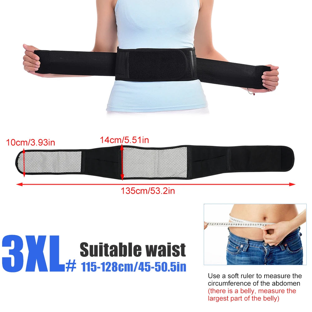 1PCS Adjustable Heating Lower Back Brace Support Belt with Magnetic Therapy for Pain Relief – Heated Lumbar Waist Wrap