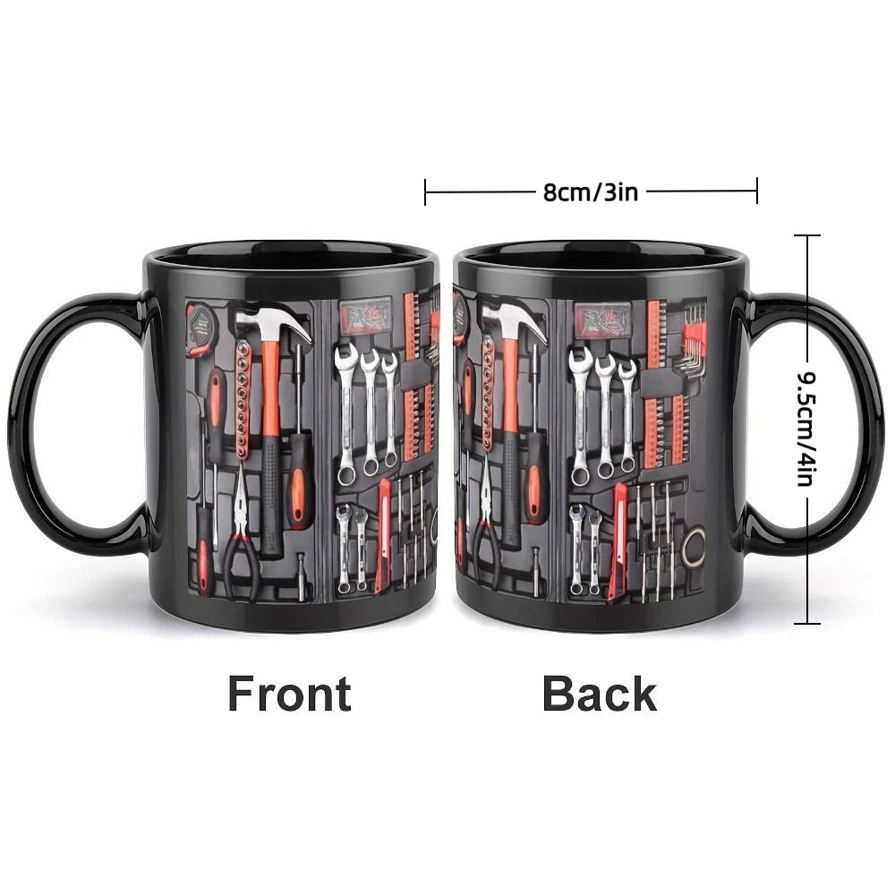 Funny 325ml Coffee Mug Ceramic Toolbox Design Mechanic Water Cup Sturdy Wrench Pattern Mechanic Mug Auto/Car Mechanic Gift