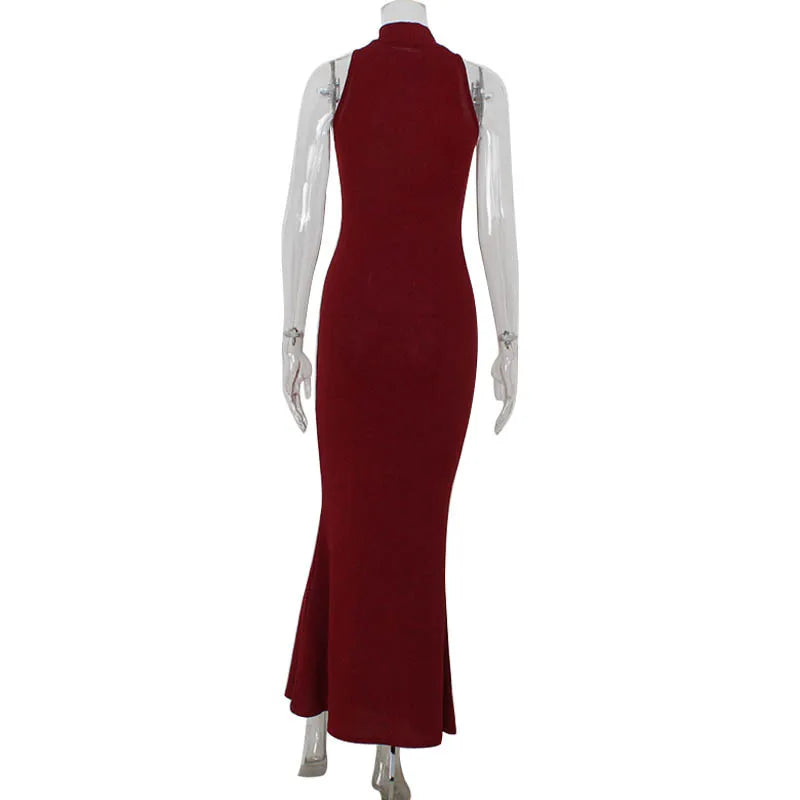 2026 New Women's Elegant Shiny Party Bodycon Robes Sexy Slim Sequins Red Sleeveless Long Dress Fashion Solid Maxi Gown Dresses