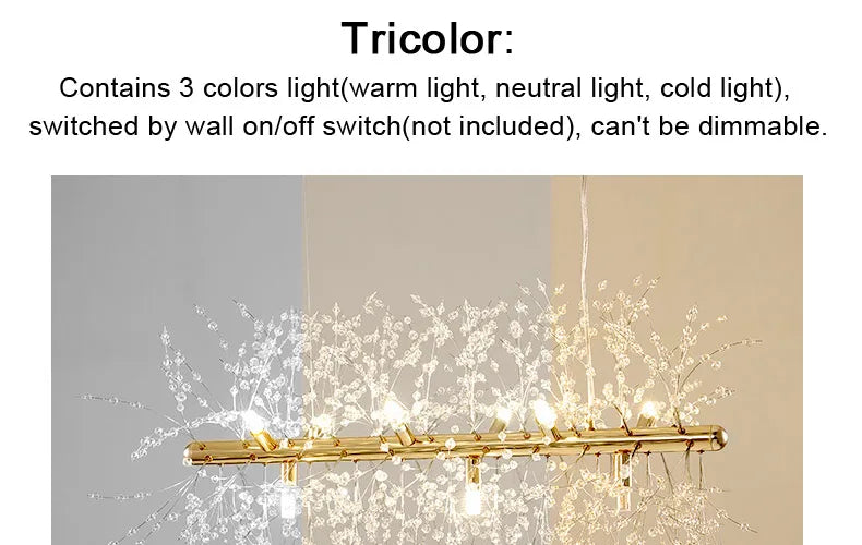 LED Dandelion Pendant Light Modern Crystal Beads Hanging Light Dining Room Living Room Bar Counter Home Decoration G9