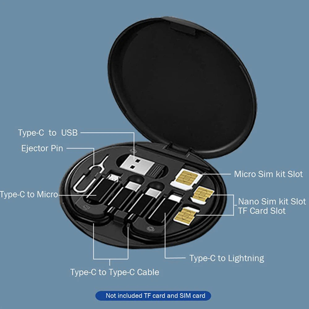 6 in 1 Circle Box Multi Usb Charging Adapter Cable Kit USB Charge Cable Travel Adapters For Traveling