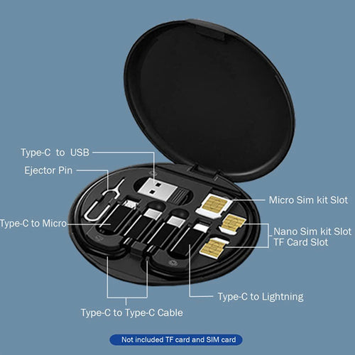 6 in 1 Circle Box Multi Usb Charging Adapter Cable Kit USB Charge Cable Travel Adapters For Traveling
