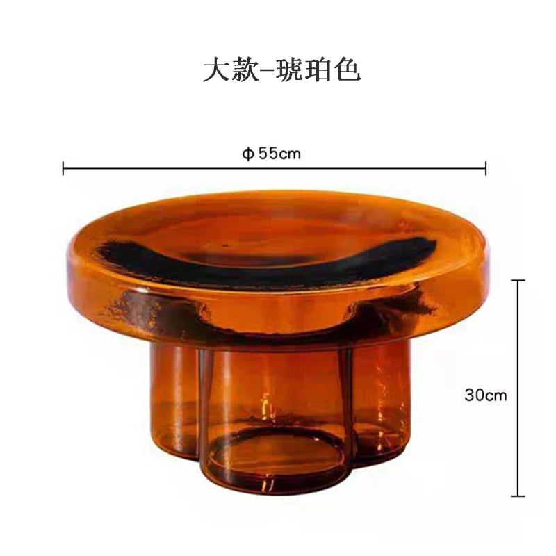 Italian Coffee Table Living Room Art Side Table Combination Coffee Table Round Coffee Tables Light Luxury Round Glass Tables