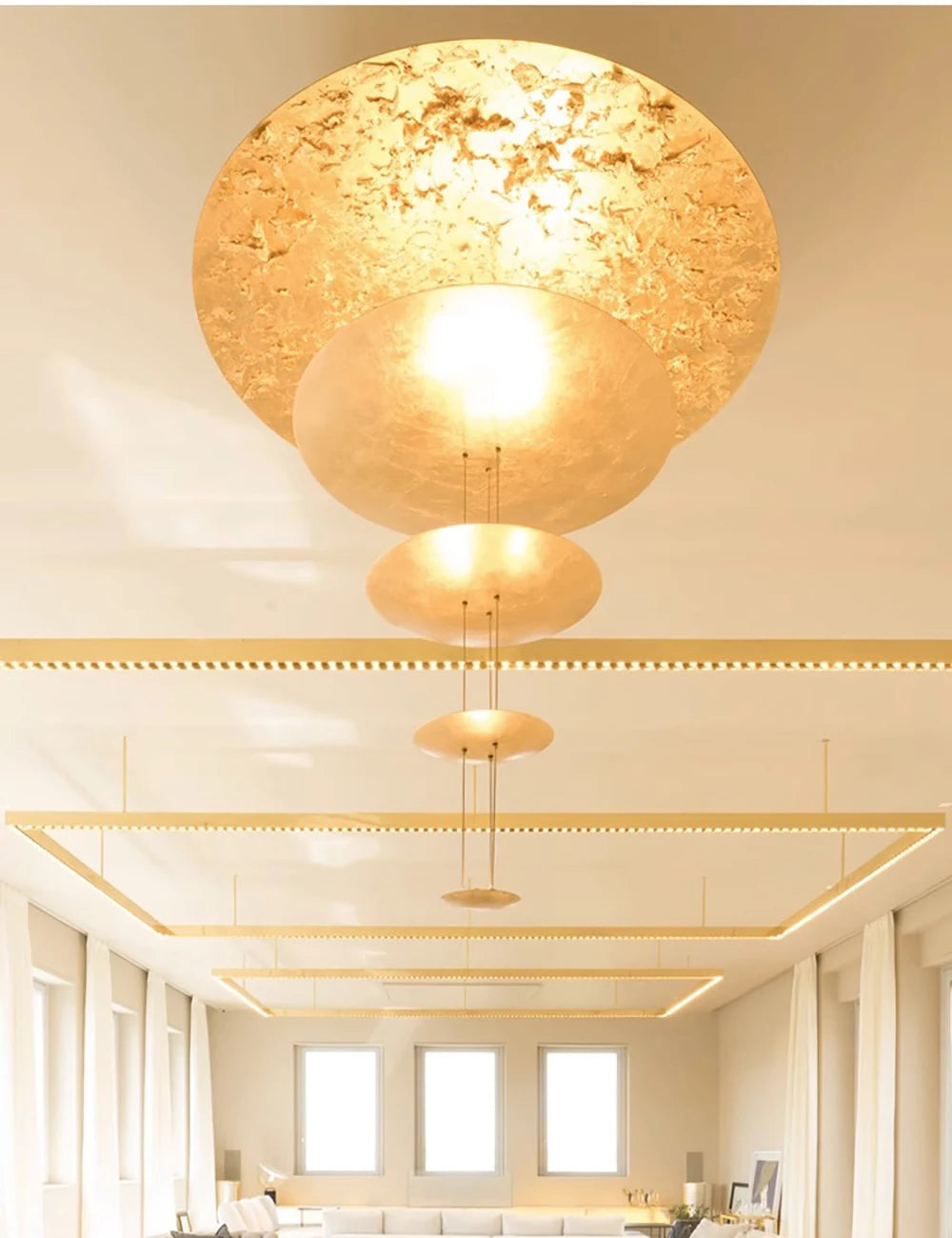 Machine Dela Luce Pendant Lamp Luxury Gold Ceiling Chandelier For Villa Living Room Restaurant LED Dining Room Disc Chandelier