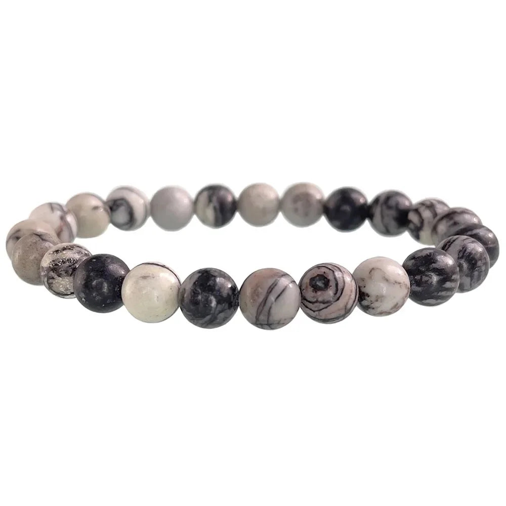 Natural Stone Round Beads Bracelet Rose Quartz Chakra Healing Crystal Elastic Stretch Bangle For Women Men Jewelry Gift