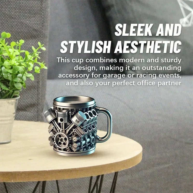 Creative Engines Stainless Steel Cup Mechanical V8/V6 Engine Mug Coffee Beer Funny Drinking Office Cup Car Enthusiasts As A Gift