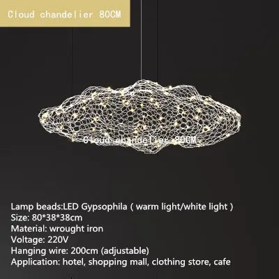 Art Decor Hollow Cloud Pendant Lights For Living Room Bedroom Staircase Danish Design Lamp Industrial Loft Firefly Chandelier