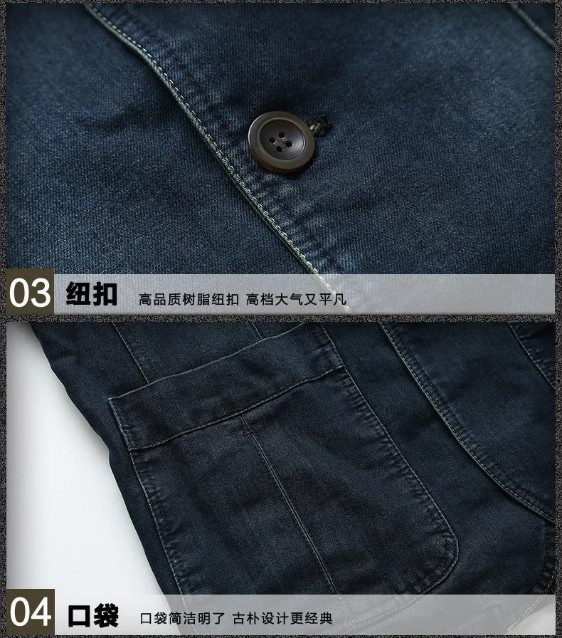 2026 New Men's Army Green Long-sleeve Suit Jacket, Blue Denim Coats, Black and Khaki Blazers, New 2026.