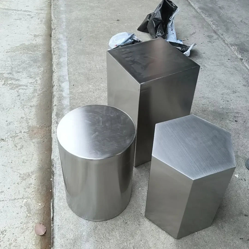 Nordic Creative Stainless Steel Dining Stool Home Light Luxury Living Room Sofa Side Table Balcony Storage Coffee Tables