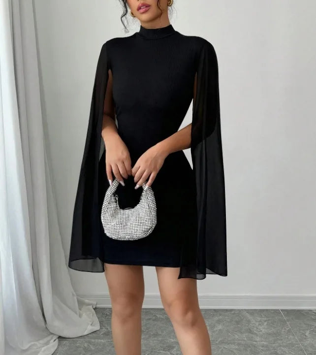 Dresses for Women New Long Sleeve Stand Collar Women Dress Black Slim Package Hip Dress Women Vestidos De Verano Mujer 2025 Q883