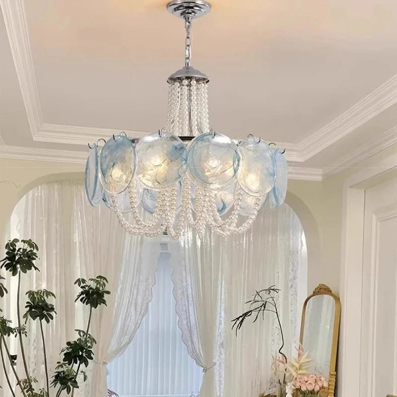 French Round  Murano Glass Chandelier led Pearl lamp for Living Dining Room Bedroom Kitchen Hanging Lamps indoor Hanging lamp