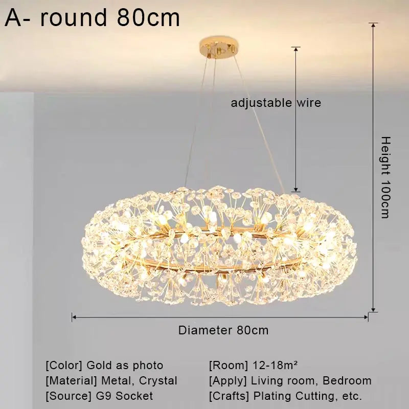 Modern Crystal Led Ceiling Pendant Lamps Home Decoration Hanging Light Fixture Dining Room Bedroom Living Room Chandelier Lustre