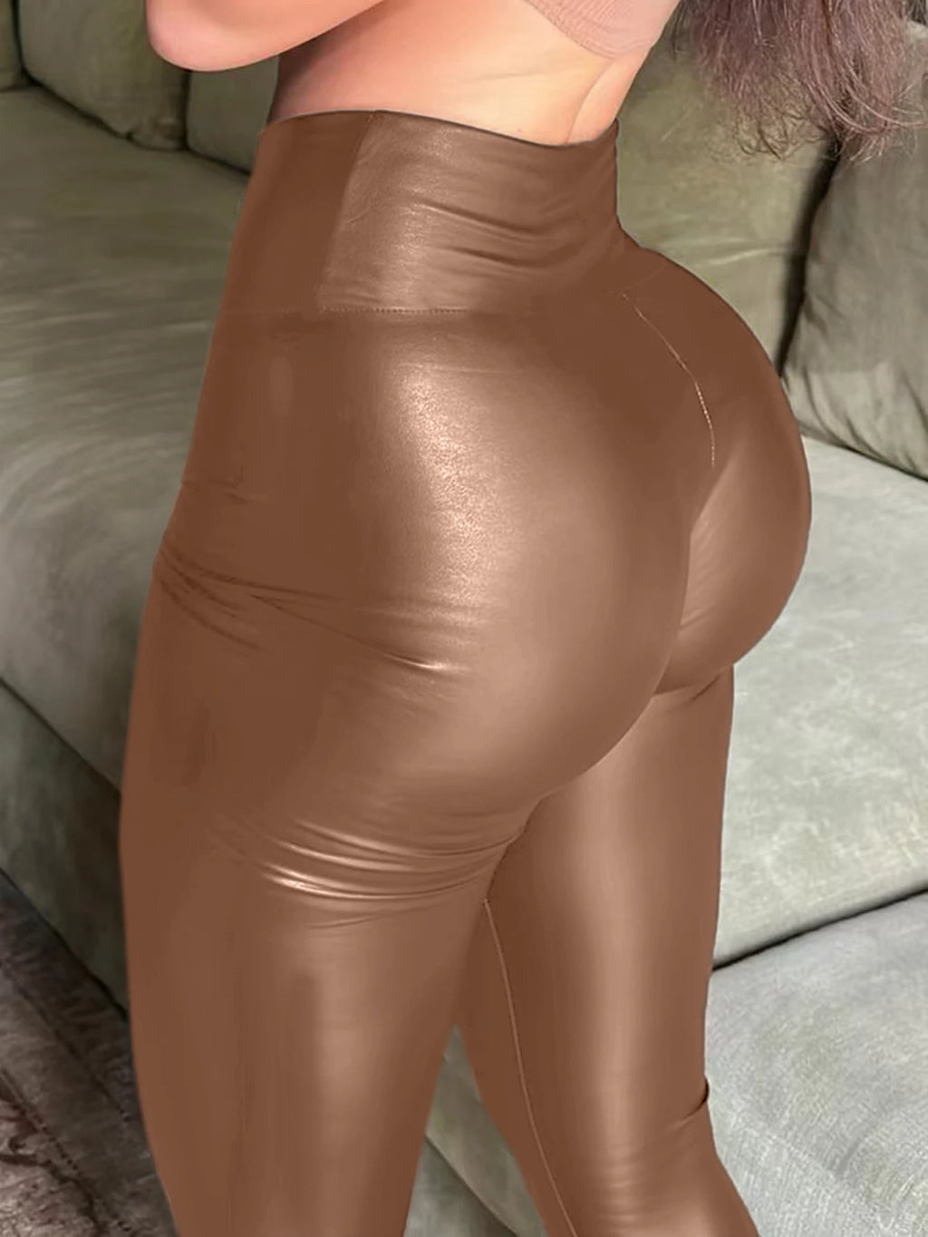 Women's Leather Tight-Fitting Pants High Waisted Sexy Elastic Hip Lift Pants Daily Casual Legging, dress code