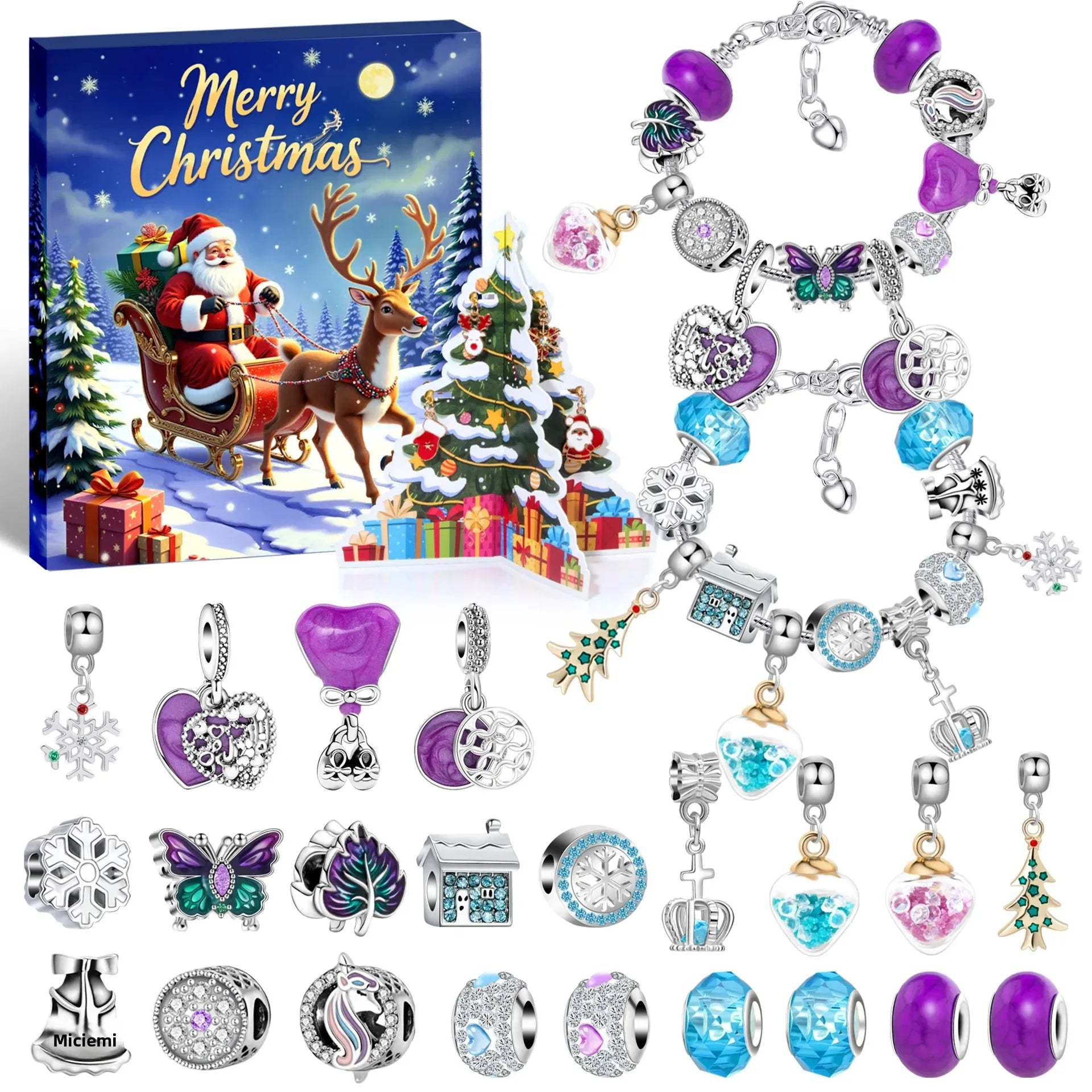 Themed 24-Bead Strand Bracelet Gift Box Blind Box DIY Jewelry Present Countdown Calendar Arrival Festival