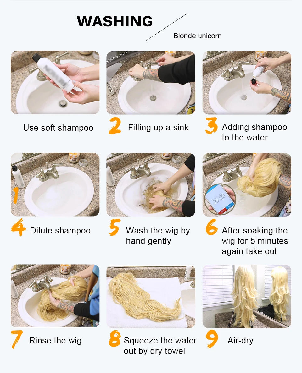 Rose Blonde Ombre Brown Long Natural Wave Synthetic Wigs with Bangs for Women Heat Resistant Daily Cosplay Party Hairs Wig Use