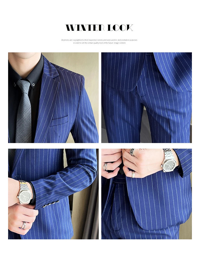 Men's High-End Boutique Suit And Trousers Set British Wedding Party Fashion Business Casual Trendy Two-Piece Ensemble