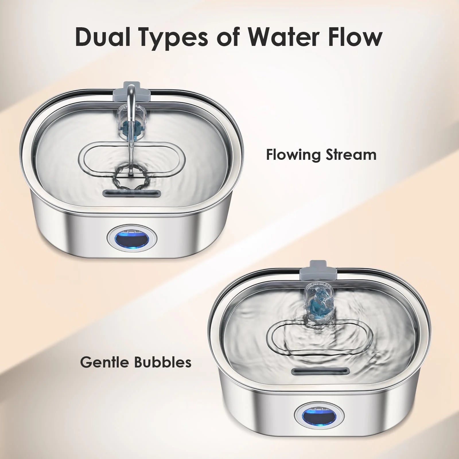 3.2L stainless steel cat water dispenser window has water level, which can be observed, suitable for many cats and dogs