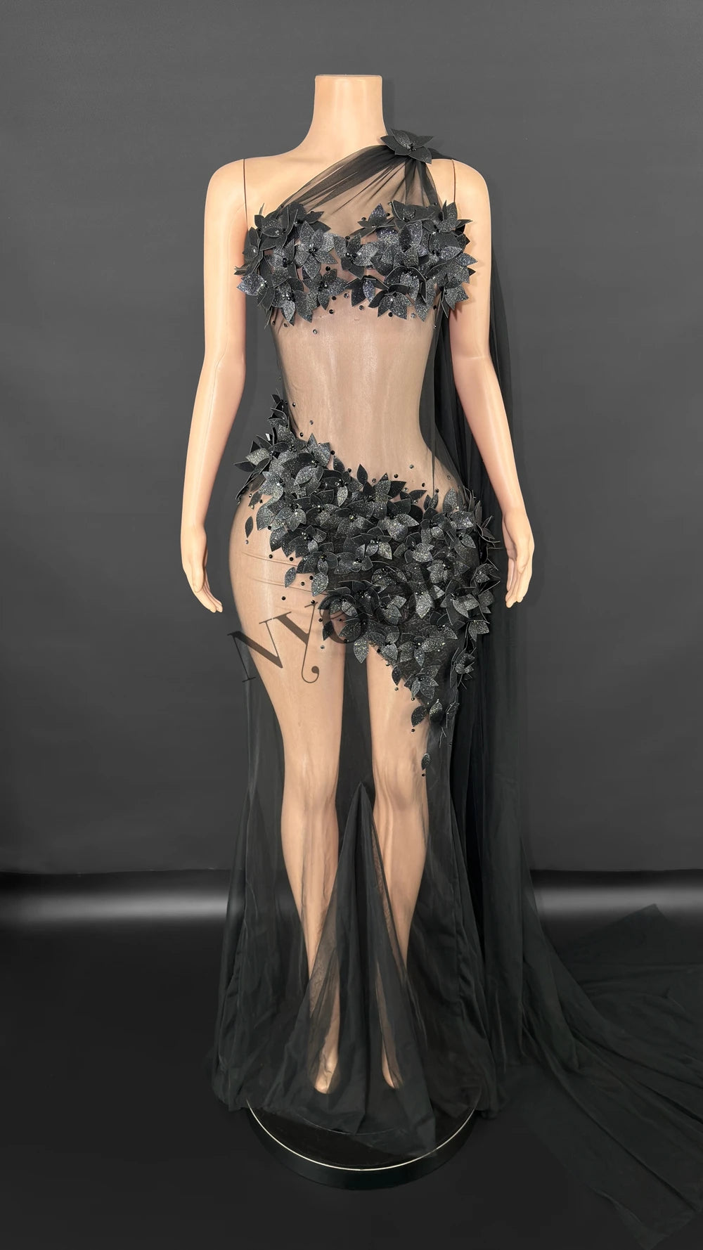 Sexy Sheer Tail Long Dress for Women Elegant Wedding Evening Prom Birthday Dress Photography Dress Singer Show Stage Wear