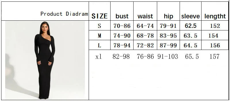 2025 Autumn Women Long-sleeved Diagonal Collar Slim-fitting Party Maxi Dresses Split Dresss