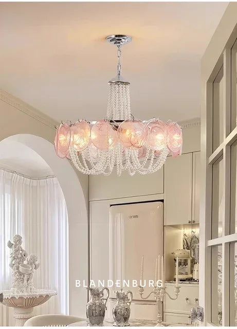 French Round  Murano Glass Chandelier led Pearl lamp for Living Dining Room Bedroom Kitchen Hanging Lamps indoor Hanging lamp