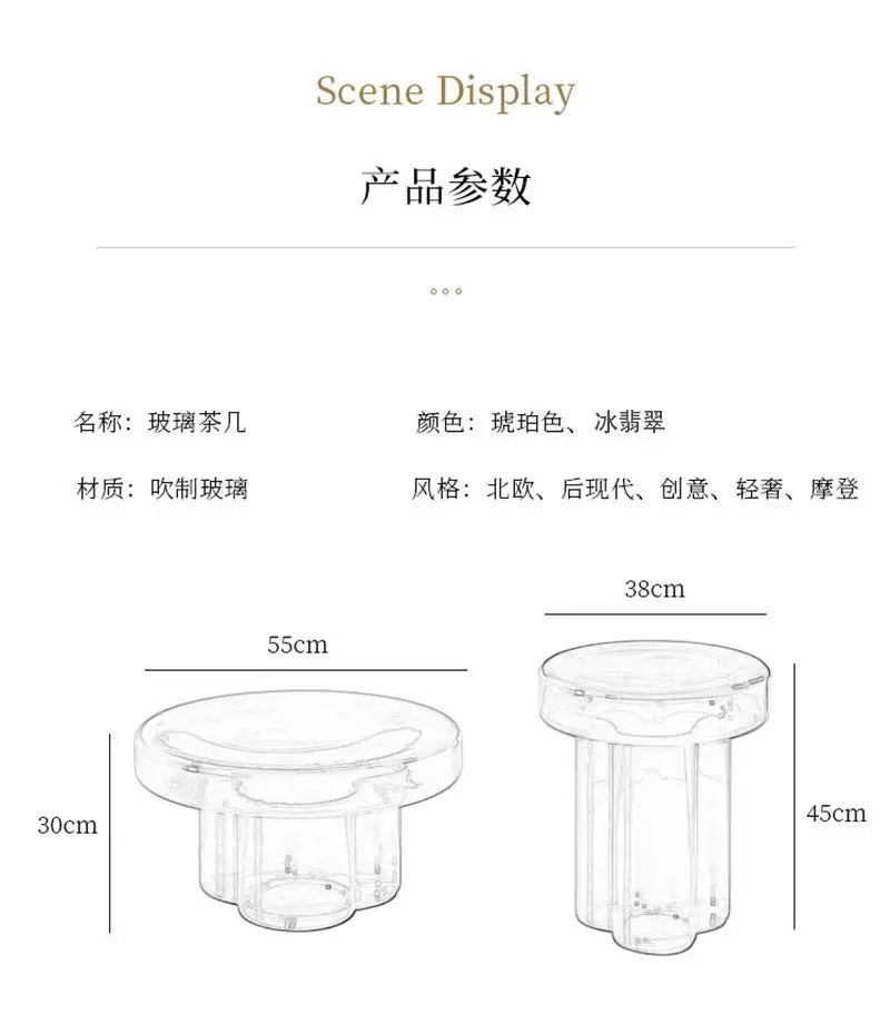 Italian Coffee Table Living Room Art Side Table Combination Coffee Table Round Coffee Tables Light Luxury Round Glass Tables