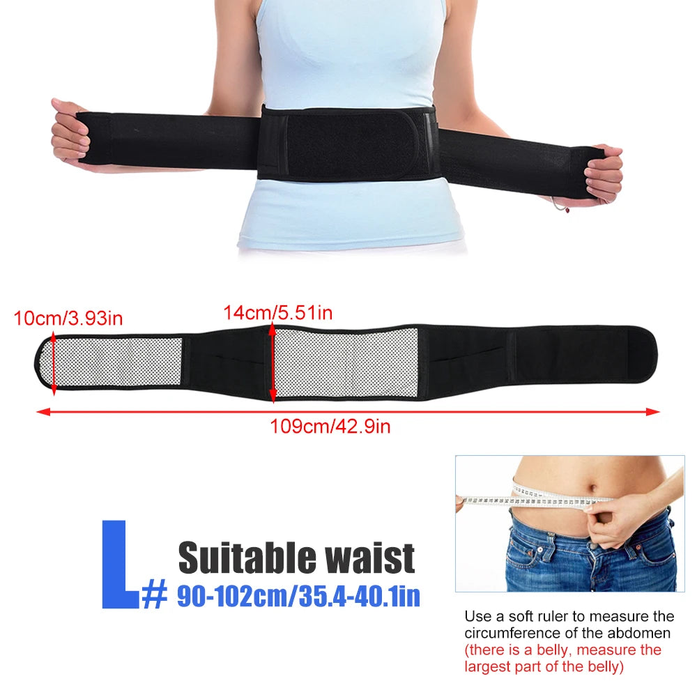 1PCS Adjustable Heating Lower Back Brace Support Belt with Magnetic Therapy for Pain Relief – Heated Lumbar Waist Wrap