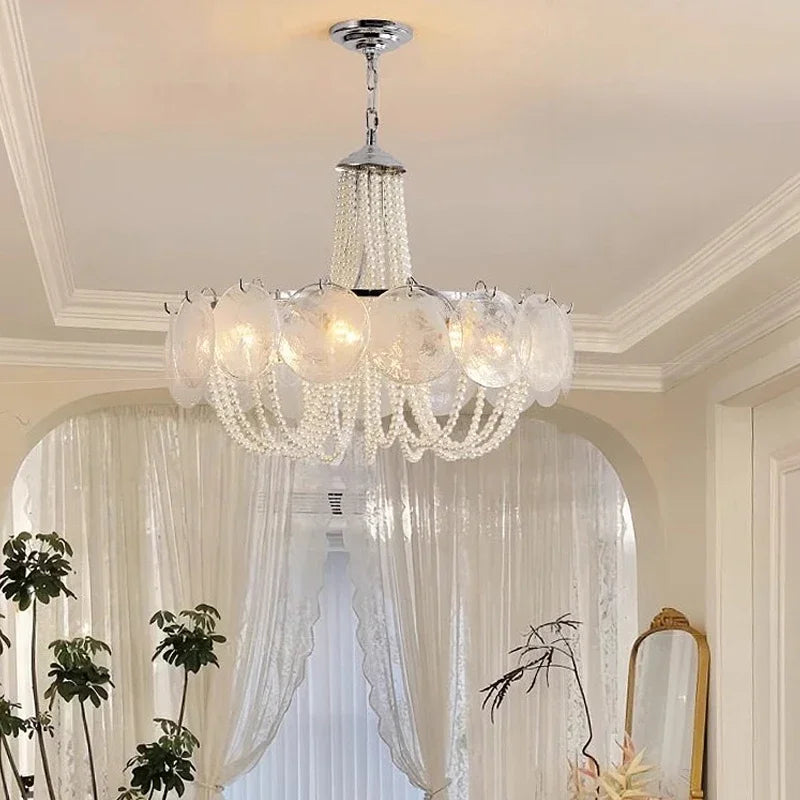 French Round  Murano Glass Chandelier led Pearl lamp for Living Dining Room Bedroom Kitchen Hanging Lamps indoor Hanging lamp
