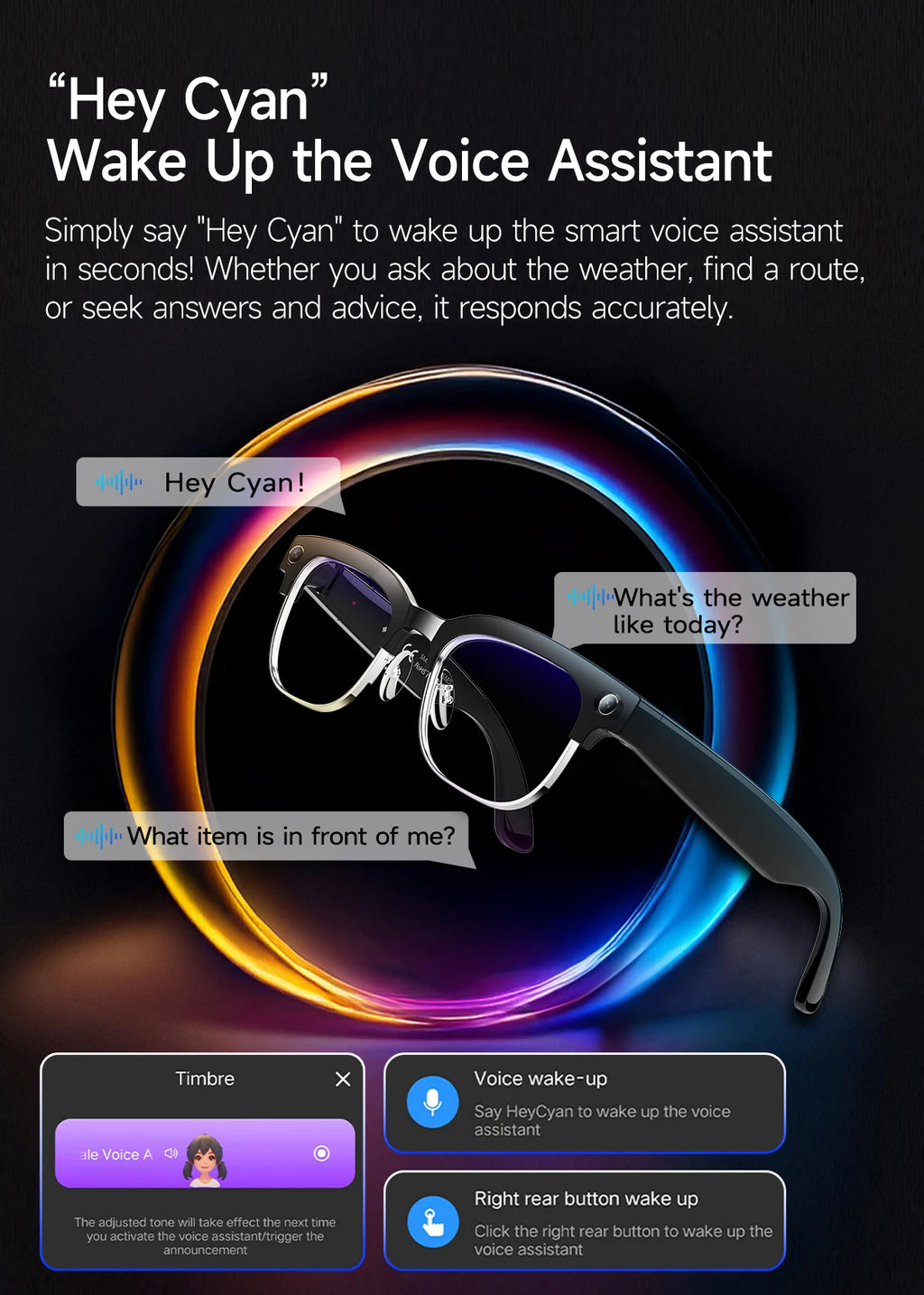 AI Smart Glasses 8 Million Pixels Recording Videos Photo Recognition Answer Translation 290mAh IP66 Waterproof Bluetooth Glasses