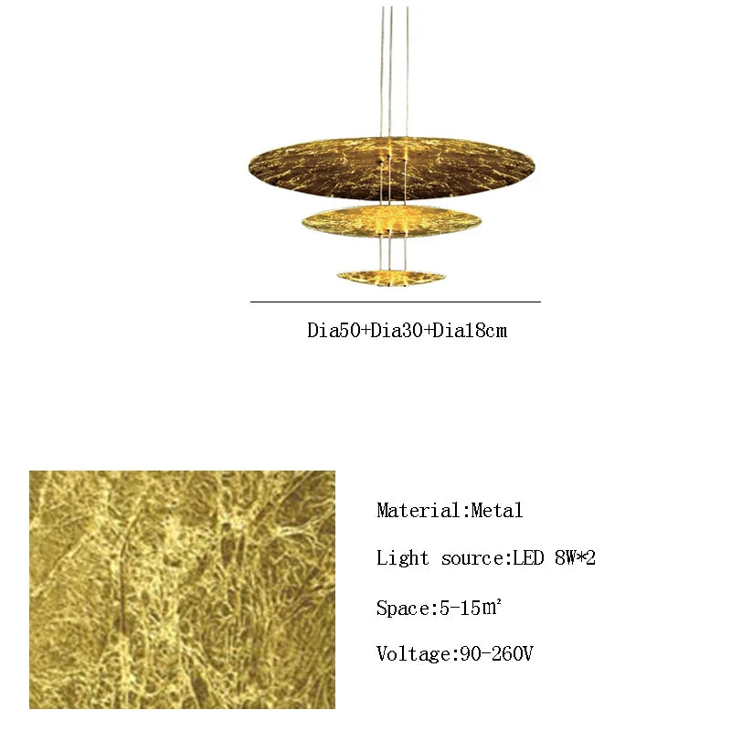 Machine Dela Luce Pendant Lamp Luxury Gold Ceiling Chandelier For Villa Living Room Restaurant LED Dining Room Disc Chandelier