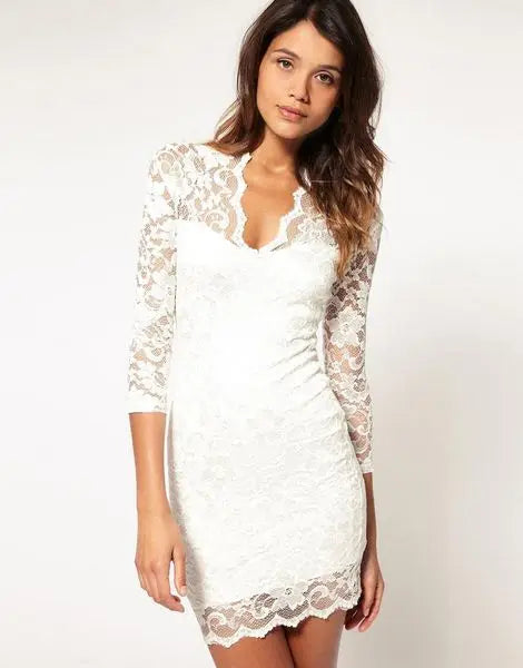 Women Lace Dress Casual Deep V Dresses 2025 Dress in Liquidation