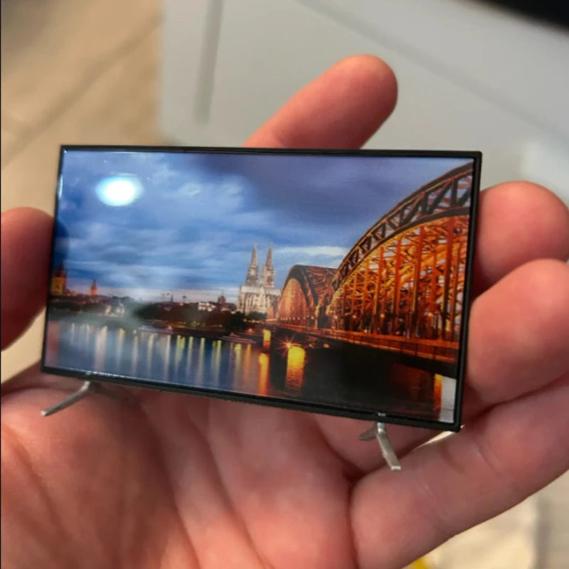 1/12 Dollhouse Mini TV with Stand  TV Scale Miniature Model Home Decor Decoration Toys Gift Doll House Accessories Crafts