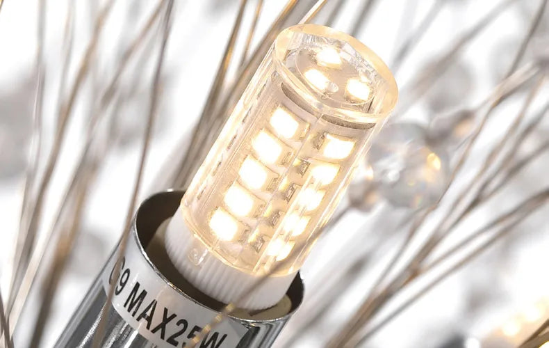 LED Dandelion Pendant Light Modern Crystal Beads Hanging Light Dining Room Living Room Bar Counter Home Decoration G9