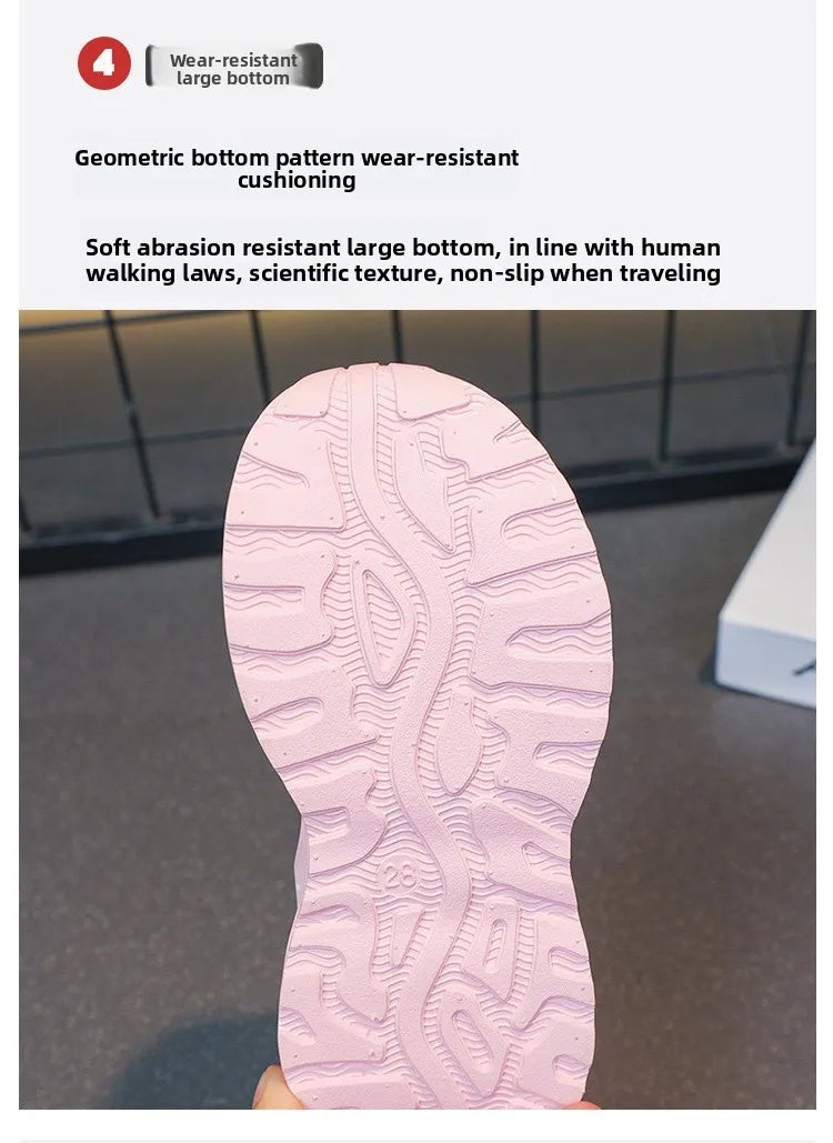 2025 New Light Up Girls Running Shoes Cartoon Leather Waterproof Breathable Anti Slip Trendy Kids Sneakers