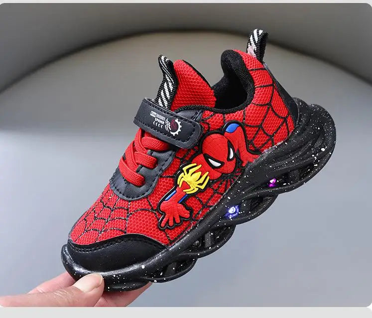 2023 New Spider-man Children's Shoes Boys Sneaker With Lights Spring Led Kids Boys Sports Children Shoes Casual