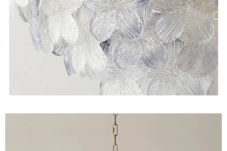 LED Glass Flower Pendant Light for Living Dining Room Bedroom Modern French Style Home Decoration Hanging Lamp E14