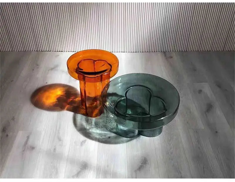 Italian Coffee Table Living Room Art Side Table Combination Coffee Table Round Coffee Tables Light Luxury Round Glass Tables