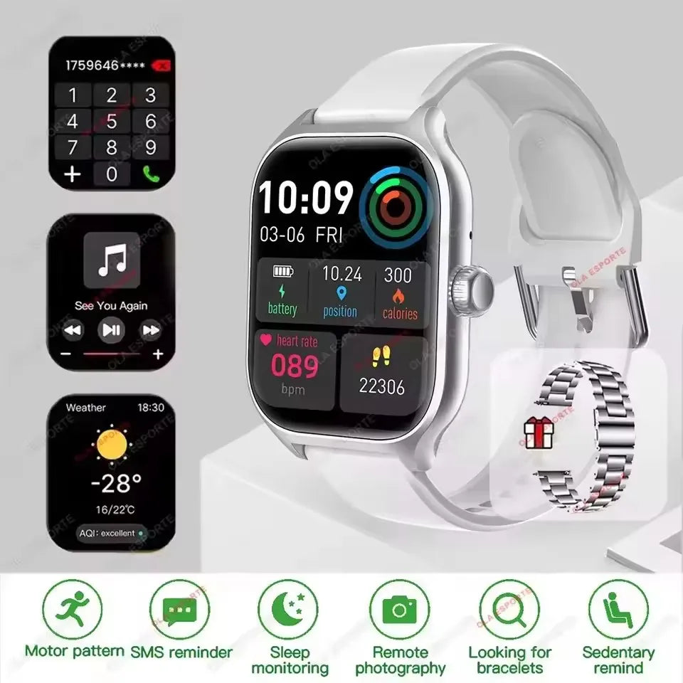 Women SmartWatch Men 2.01 Amoled Phone Call Diy Watch Face Sport Fitness Tracker Heart Rate Smart Watch Waterproof